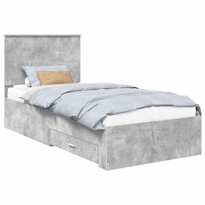 vidaXL Bettrahmen Beton Grau und Silber 75 x 190 cm Holzwerkstoff