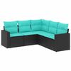 vidaXL 5-tlg. Garten-Sofagarnitur mit Kissen Schwarz Poly Rattan