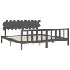 vidaXL Massivholzbett mit Kopfteil Grau 200x200 cm
