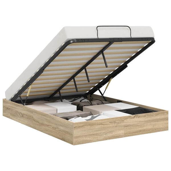 vidaXL Ottoman Bettgestell mit Speicher Sonoma-Eiche 193 x 120 x 25 cm