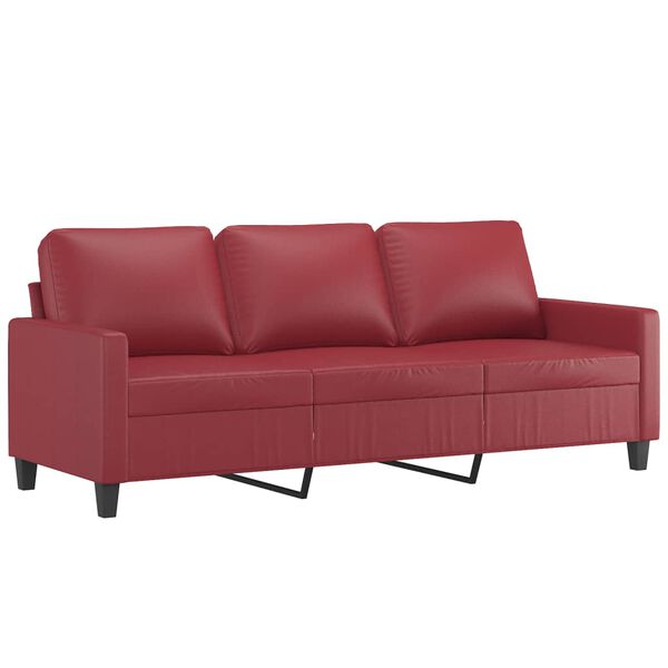 vidaXL 3-Sitzer-Sofa Weinrot 180 cm Kunstleder