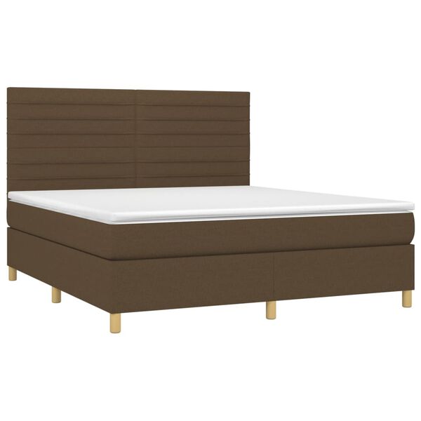 vidaXL Boxspringbett mit Matratze Dunkelbraun 160x200 cm Stoff