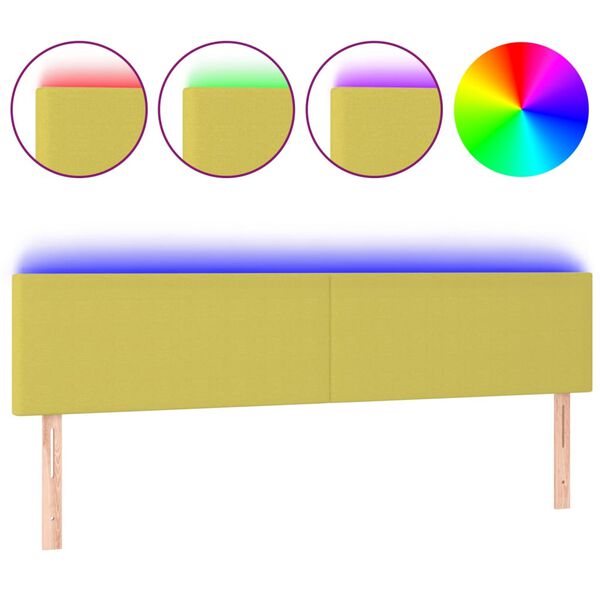 vidaXL LED Kopfteil Gr&uuml;n 200x5x78/88 cm Stoff