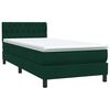 vidaXL Boxspringbett mit Matratze Dunkelgr&uuml;n 90x220 cm Samt