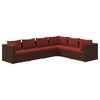 vidaXL 6-tlg. Garten-Lounge-Set mit Auflagen Poly Rattan Braun