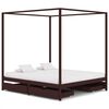 vidaXL Himmelbett-Gestell 4 Schubladen Dunkelbraun Kiefer 180x200 cm