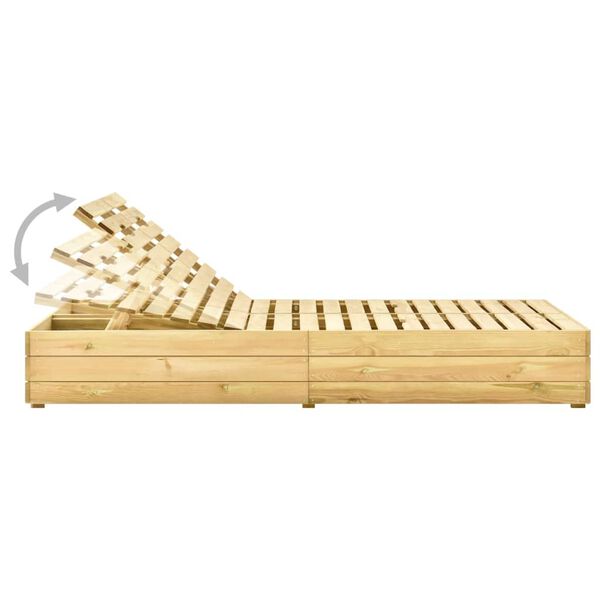 vidaXL Doppel-Sonnenliege mit Königsblauen Auflagen Kiefer Imprägniert