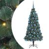 vidaXL K&uuml;nstlicher vorbeleuchteter Weihnachtsbaum mit Kugelset Gr&uuml;n