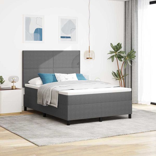 vidaXL Boxspringbett Hellgrau und Wei&szlig; 140 x 190 cm Cordstoff