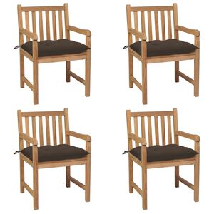 vidaXL Gartenst&uuml;hle 4 Stk. mit Taupe Kissen Massivholz Teak