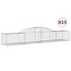 vidaXL Gabionen mit Hochbogen 15 Stk. 300x50x40/60 cm Verzinktes Eisen