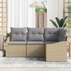 vidaXL Gartensofa-set mit Kissen 4 pcs Beige und Hellgrau Poly-Rattan