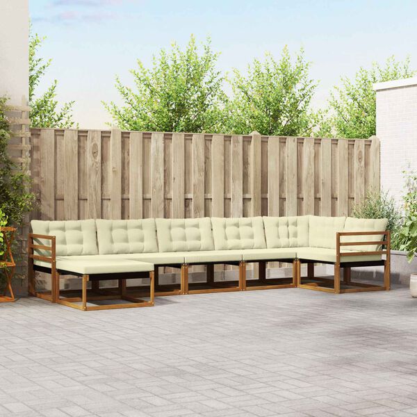 vidaXL Outdoor-Sofagarnitur 21 pcs Natur und Creme Massivholz Akazie