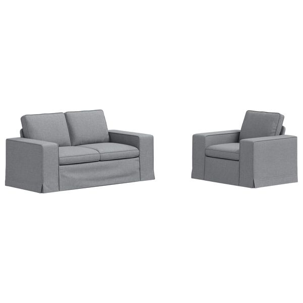 vidaXL Sofa 2 pcs Hellgrau 182 x 80 x 82 cm Stoff