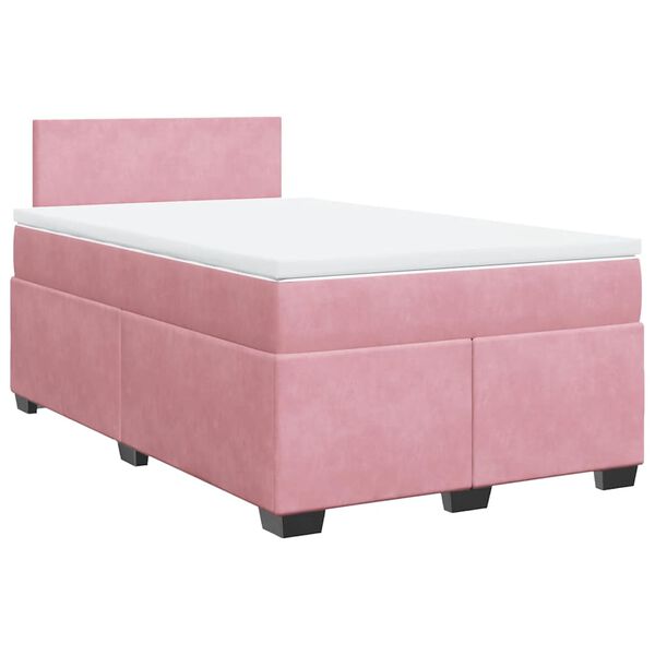 vidaXL Boxspringbett mit Matratze Rosa 120x190 cm Samt
