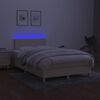 vidaXL Boxspringbett mit Matratze & LED Creme 120x190 cm Stoff