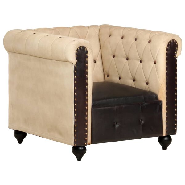 vidaXL Chesterfield-Sessel Braun Echtleder