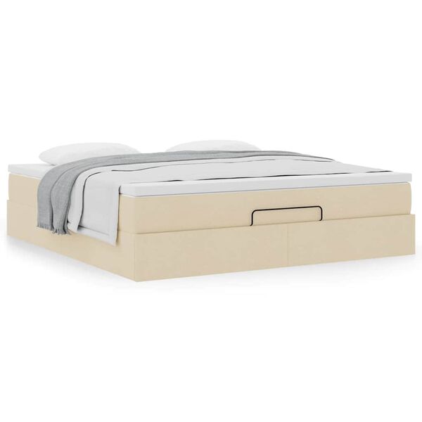 vidaXL Ottoman-Bett mit Matratze Creme 180x200 cm Stoff