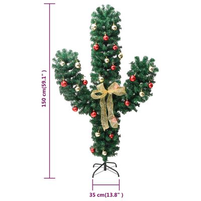 vidaXL Weihnachtsdeko Kaktus mit Ständer und LED Grün 150 cm PVC