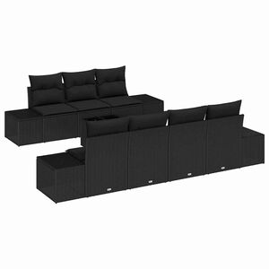 vidaXL Garten-Sofa-Set mit Kissen 8 pcs Schwarz Poly-Rattan
