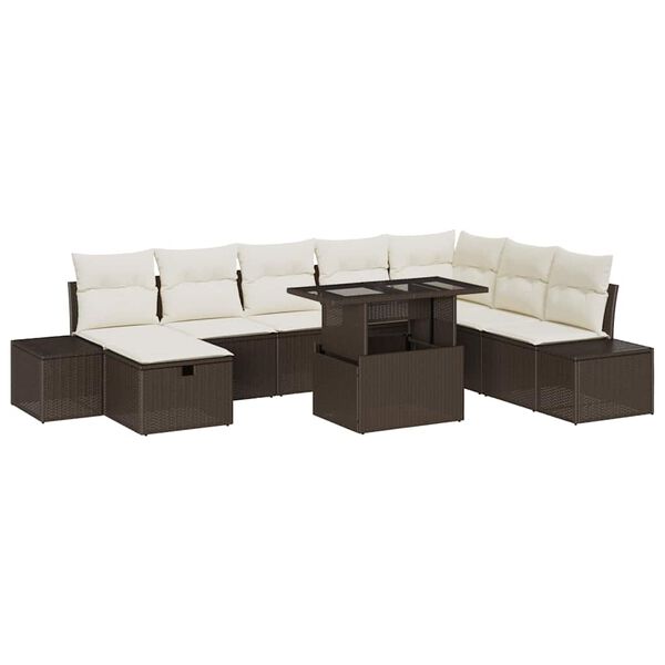 vidaXL Garten-Sofa-Set 9 pcs Braun Poly-Rattan