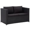 vidaXL 3-tlg. Garten-Lounge-Set mit Auflagen Poly Rattan Schwarz