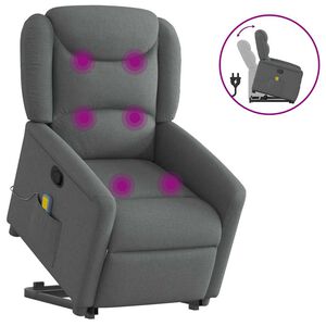 vidaXL Massagesessel mit Aufstehhilfe Dunkelgrau Stoff