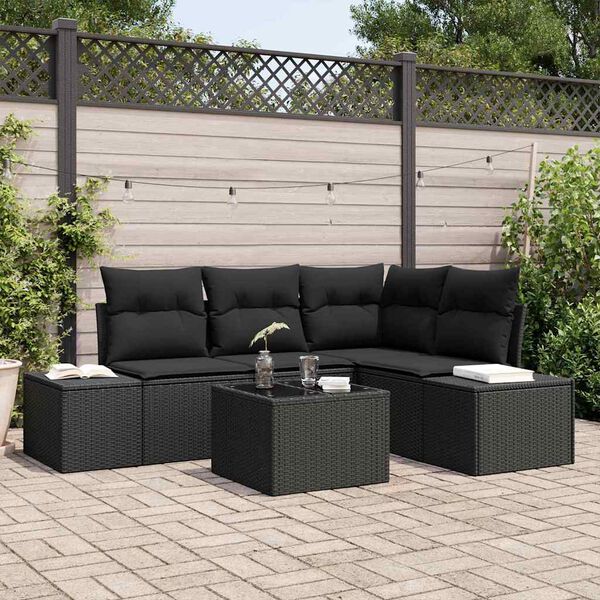vidaXL Gartensofa-set 5 pcs Schwarz Poly-Rattan