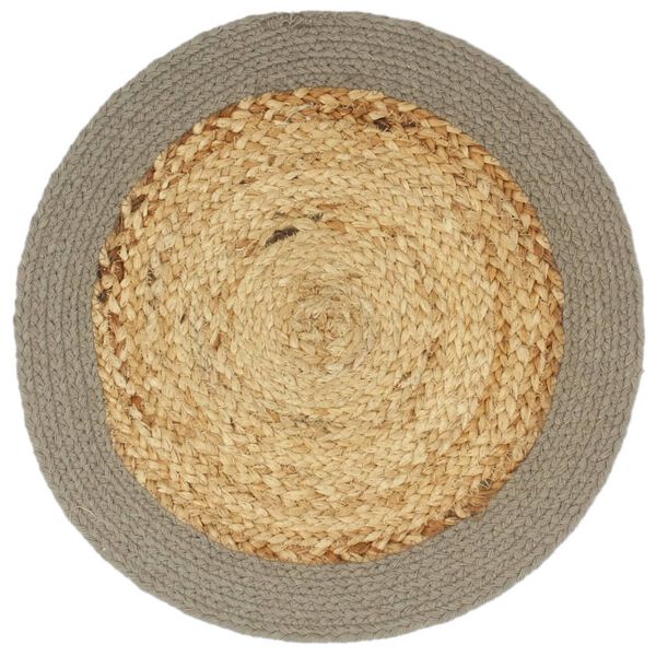 vidaXL Tischsets 4 Stk. Natur und Grau 38 cm Jute und Baumwolle