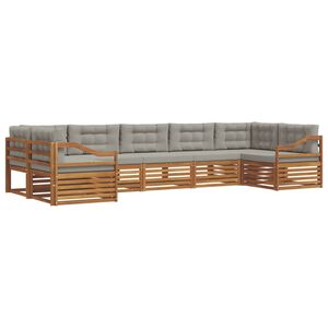 vidaXL Outdoor-Sofagarnitur mit Kissen 7 pcs Nat&uuml;rlich und Hellgrau