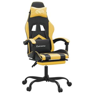 vidaXL Gaming-Stuhl mit Fu&szlig;st&uuml;tze Drehbar Schwarz & Golden Kunstleder