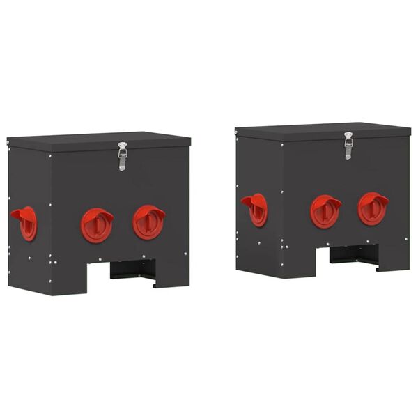 vidaXL H&uuml;hnerf&uuml;tterer 2 pcs Schwarz 40,5 x 25 x 38 cm