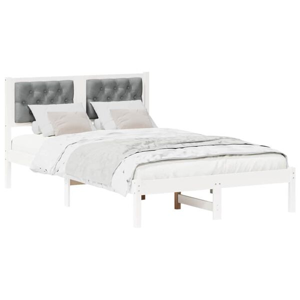 vidaXL Bettrahmen Hellgrau 120 x 190 cm Massives Kiefernholz