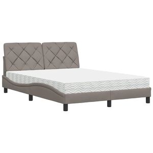 vidaXL Bett mit Matratze Taupe 140x200 cm Stoff
