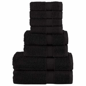 vidaXL 8 tlg. Premium-Handtuch-Set SOLUND Schwarz 600 g/m&sup2;