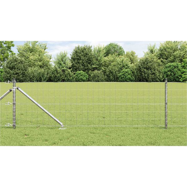 vidaXL Zaun mit Pfosten Silber 0,4 x 25 m Stahl