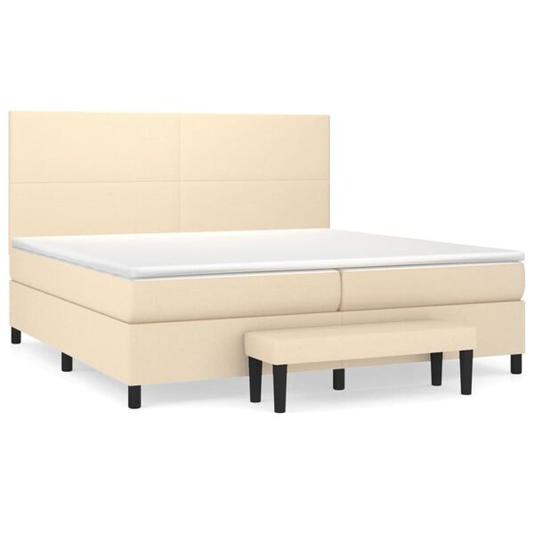 vidaXL Boxspringbett mit Matratze Creme 200x200 cm Stoff