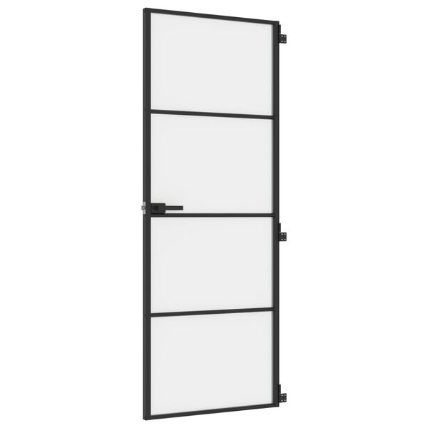 vidaXL Innentür Schlank Schwarz 76x201,5 cm Hartglas und Aluminium