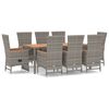 vidaXL 9-tlg. Garten-Essgruppe mit Kissen Grau Poly Rattan