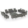 vidaXL 16-tlg. Garten-Lounge-Set mit Auflagen Poly Rattan Grau