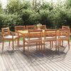 vidaXL 9-tlg. Garten-Essgruppe mit Kissen Massivholz Teak