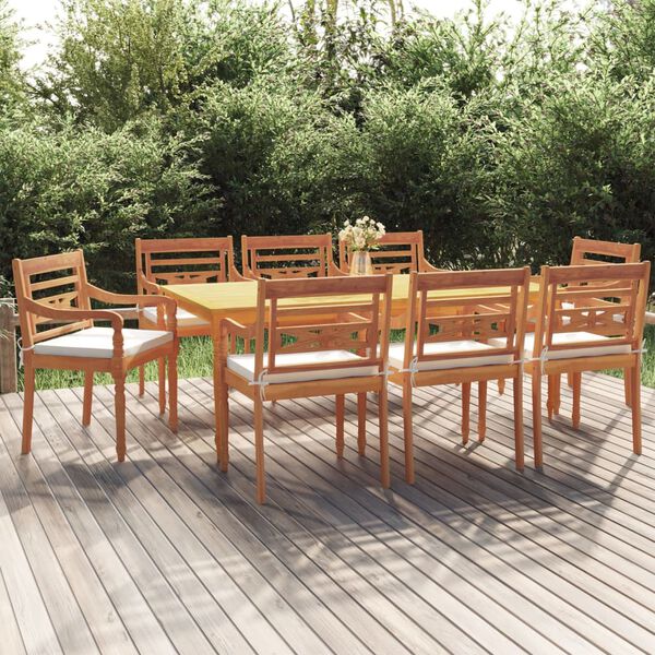 vidaXL 9-tlg. Garten-Essgruppe mit Kissen Massivholz Teak