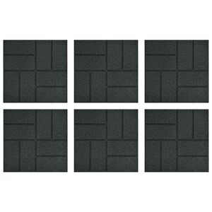 vidaXL Gehwegstein 6 pcs Schwarz 40,5 x 40,5 x 2 cm Gummi