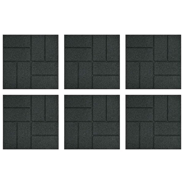 vidaXL Gehwegstein 6 pcs Schwarz 40,5 x 40,5 x 2 cm Gummi