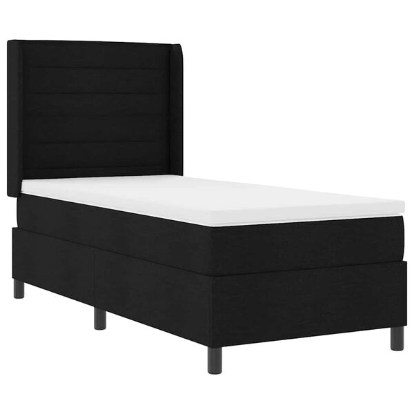 vidaXL Boxspringbett mit Matratze Schwarz 80 x 200 cm Stoff