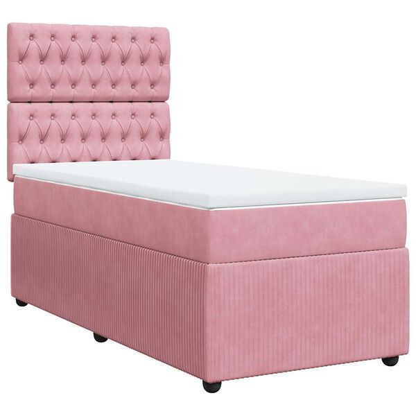 vidaXL Boxspringbett mit Matratze Rosa 90x190 cm Samt