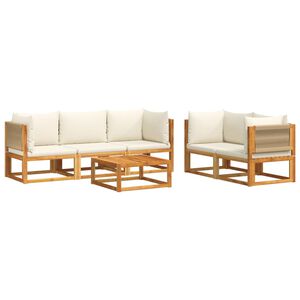 vidaXL 6-tlg. Gartensofa-Set mit Kissen Holz Akazie & Seil