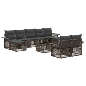 vidaXL Gartensofa-set 10 stk. Grau Poly-Rattan