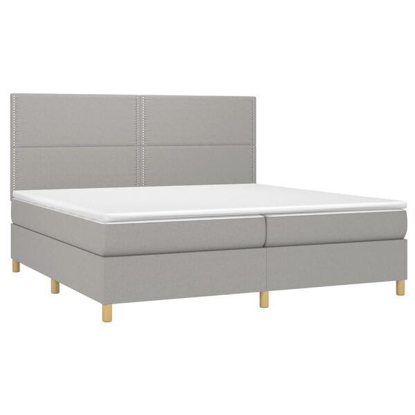 vidaXL Boxspringbett mit Matratze Hellgrau 200x200 cm Stoff