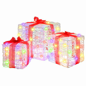 vidaXL Geschenkbox mit 60 LEDs 3 pcs Mehrfarbig 20 x 20 x 20 cm Acryl